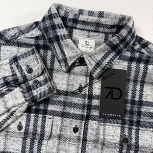 7 Diamonds Generation Flannel Shirt Mens L Gray Plaid 4 Way Stretch LS NWT